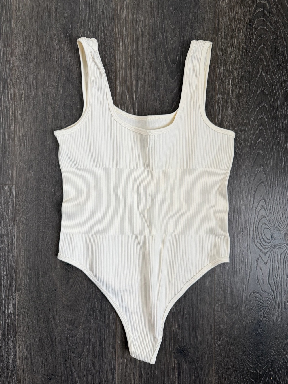 Women’s Ribbed Bodysuit Ivory Cream Minimalist Quiet Luxury Size Small